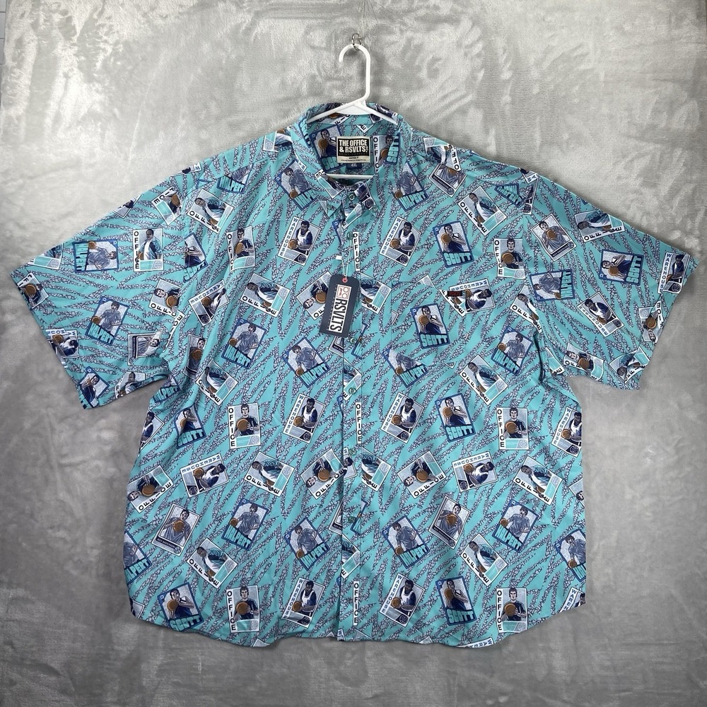 RSVLTS Shirt men's 4XL The Office x Roosevelts Button Down Basketball Cards NWT - Picture 1 of 13